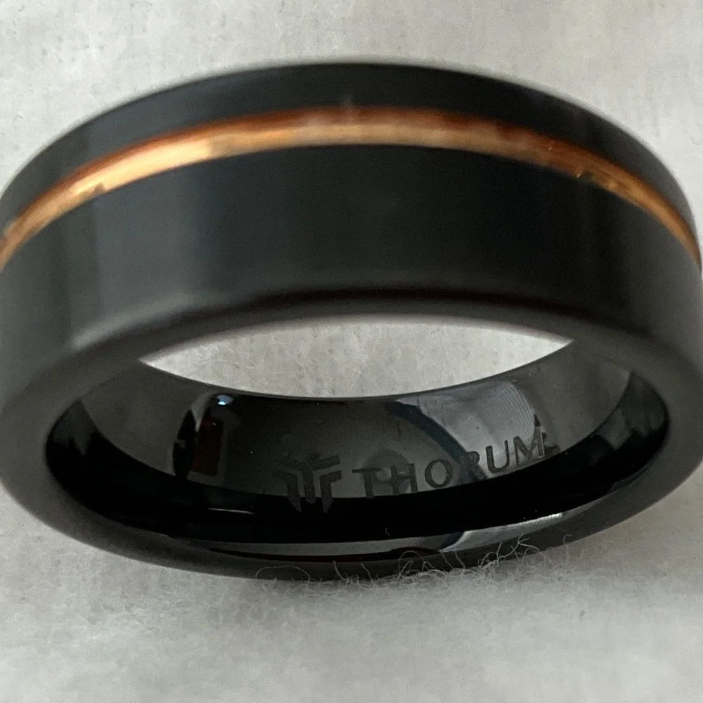 THORUM Minimalist Black Tungsten Gold Band Ring Size 11